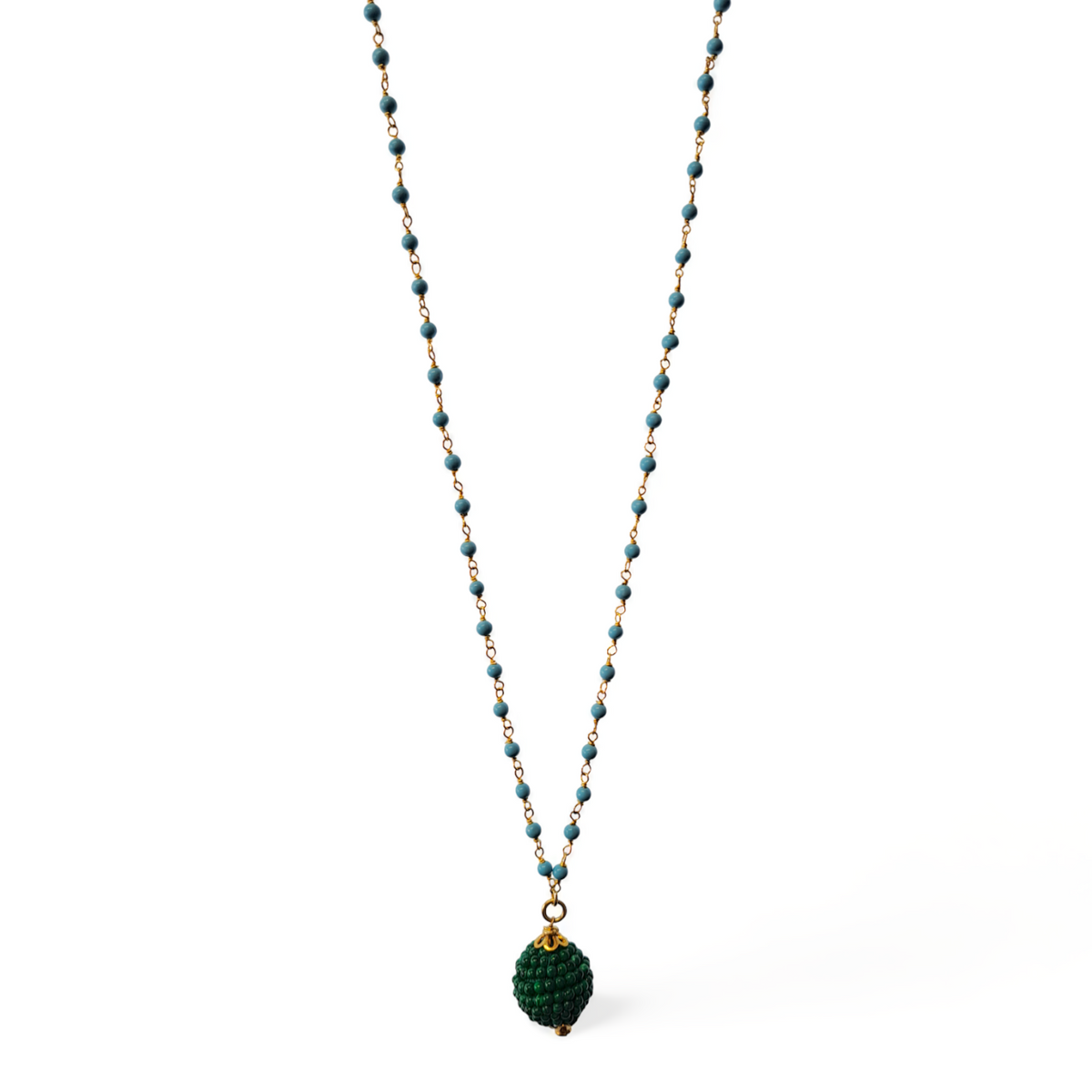 Argentum Drop Necklace - Turquoise &amp; Malahite - Gold Plating 925 Silver