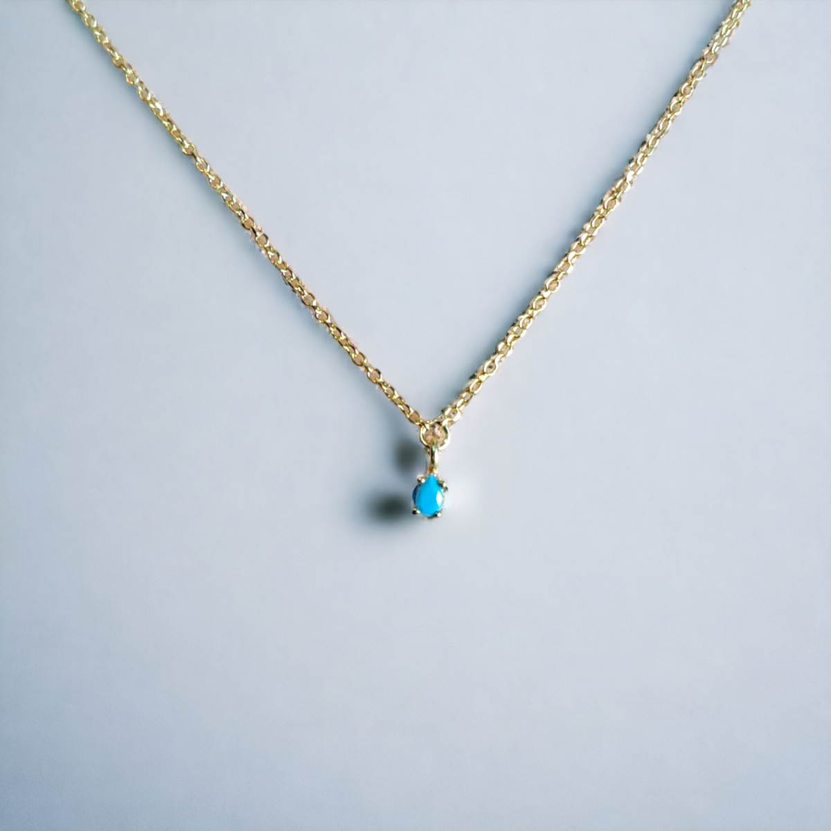 Vernus | Tiny Drop Necklace | Turquoise Cz | GPS 925