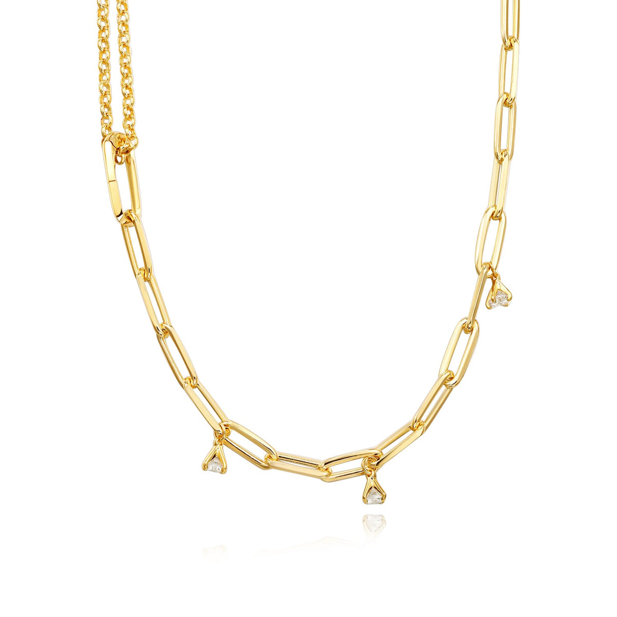 Lucina | Abiu Necklace | White CZ | 14K Gold Plated Brass