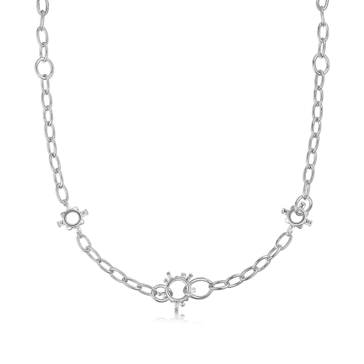 Lucina | Coconut Necklace | White CZ | Rhodium Plated Brass