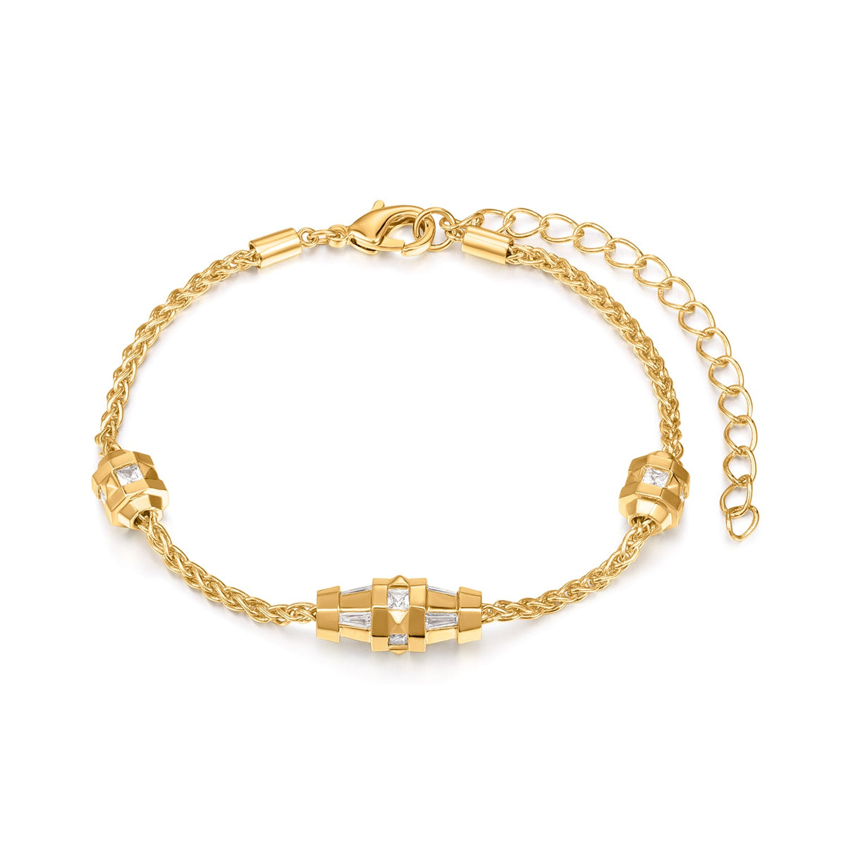 Lucina | Elderberry Bracelet | White CZ | 14K Gold Plated Brass