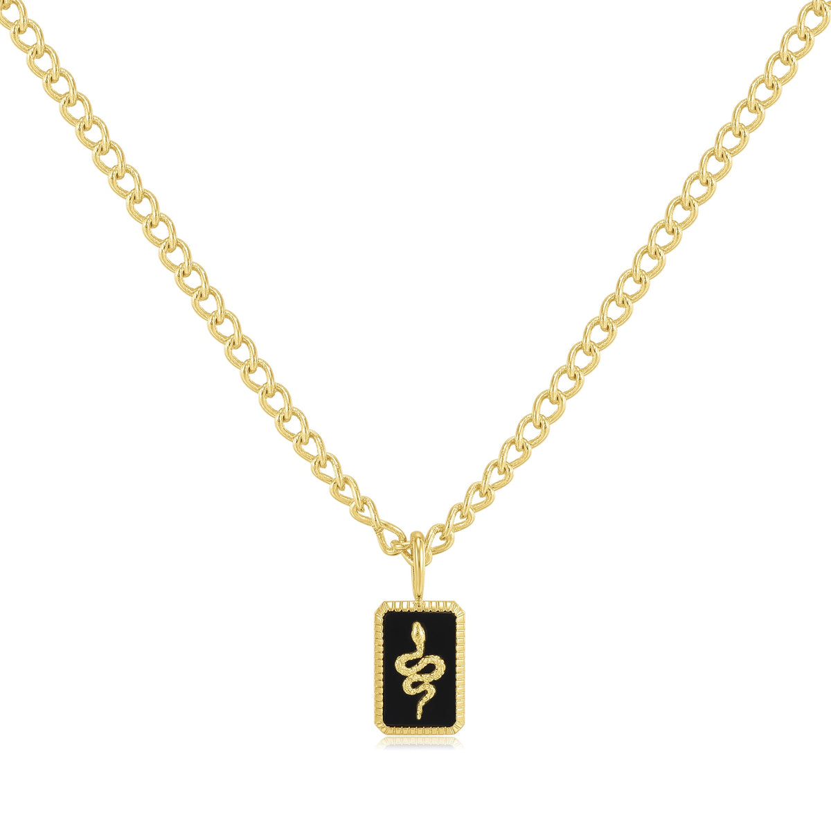Lucina | Guava Necklace | Black Agate | 14K Gold Plated Brass