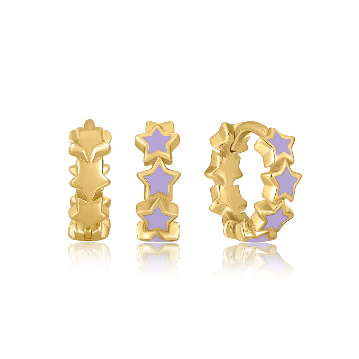 Happy Kids II | Nance Single Earring | Light Purple Enamel | 14K Gold Plated 925 Silver