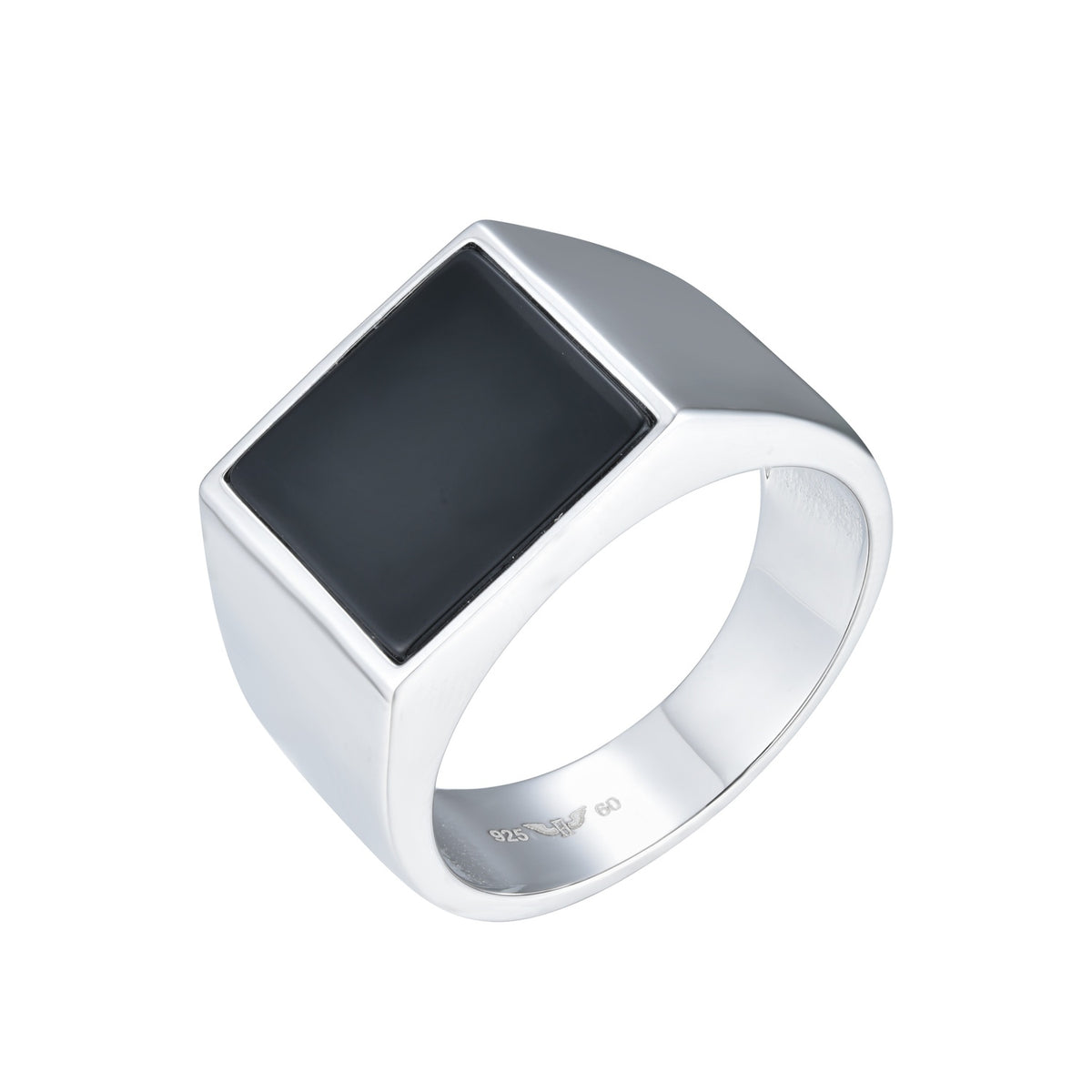 AEON II | Colombus Ring | Black Onyx &amp; Rhodium Plated 925 Silver