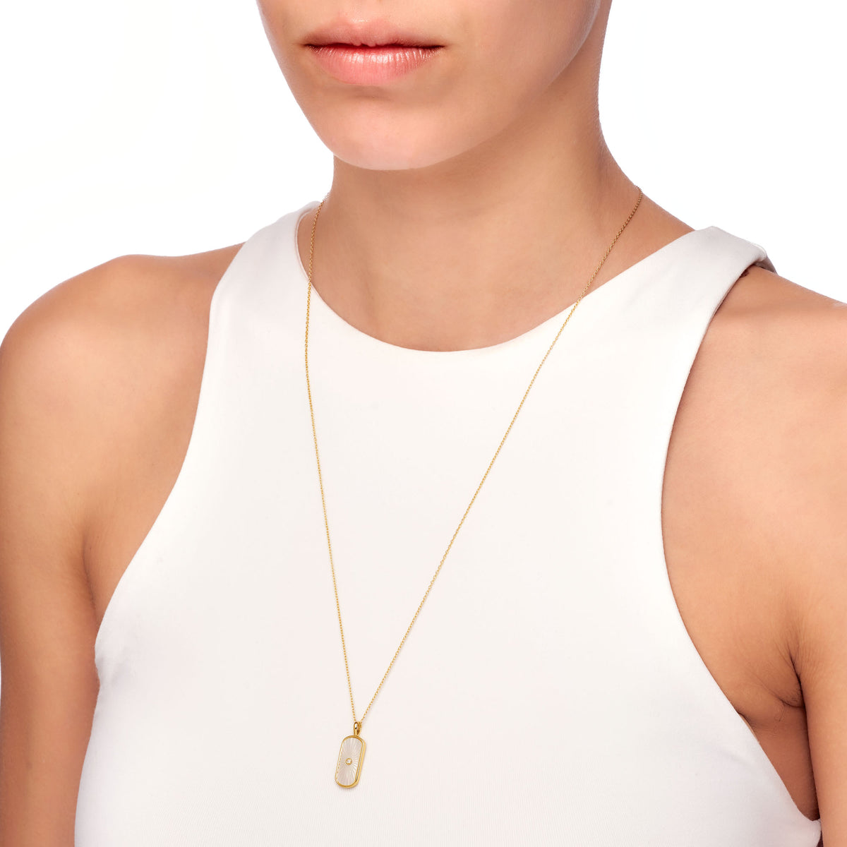 Mellonia | Lebbeck Necklace | Mother of Pearl &amp; White CZ | Gold Plated 925 Silver