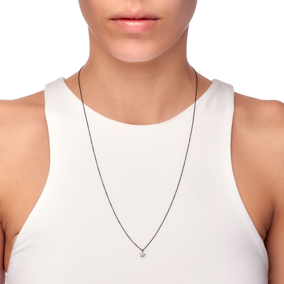 Mellonia | Pawpaw Necklace | White CZ | Black Rhodium Plated 925 Silver