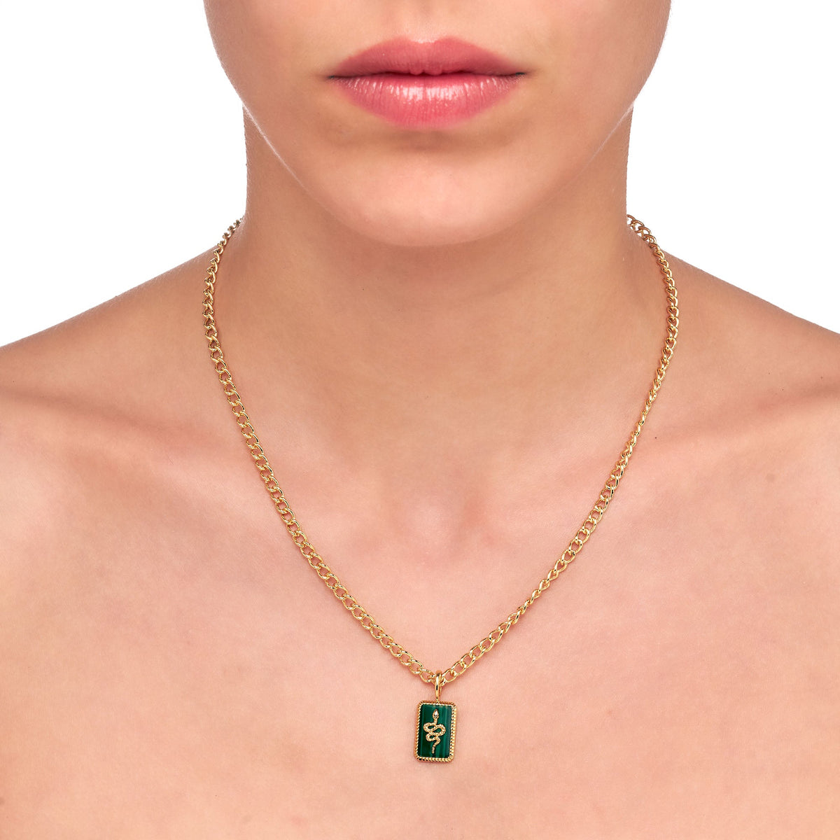Lucina | Guava Necklace | Malachite | 14K Gold Plated Brass