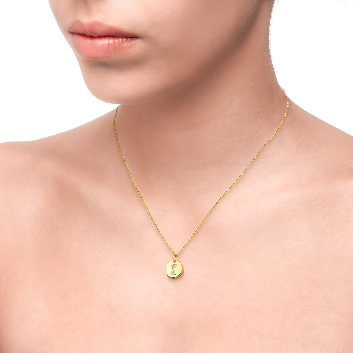 Magna | I Letter Necklace | White CZ | 18K Gold Plated 925 Silver