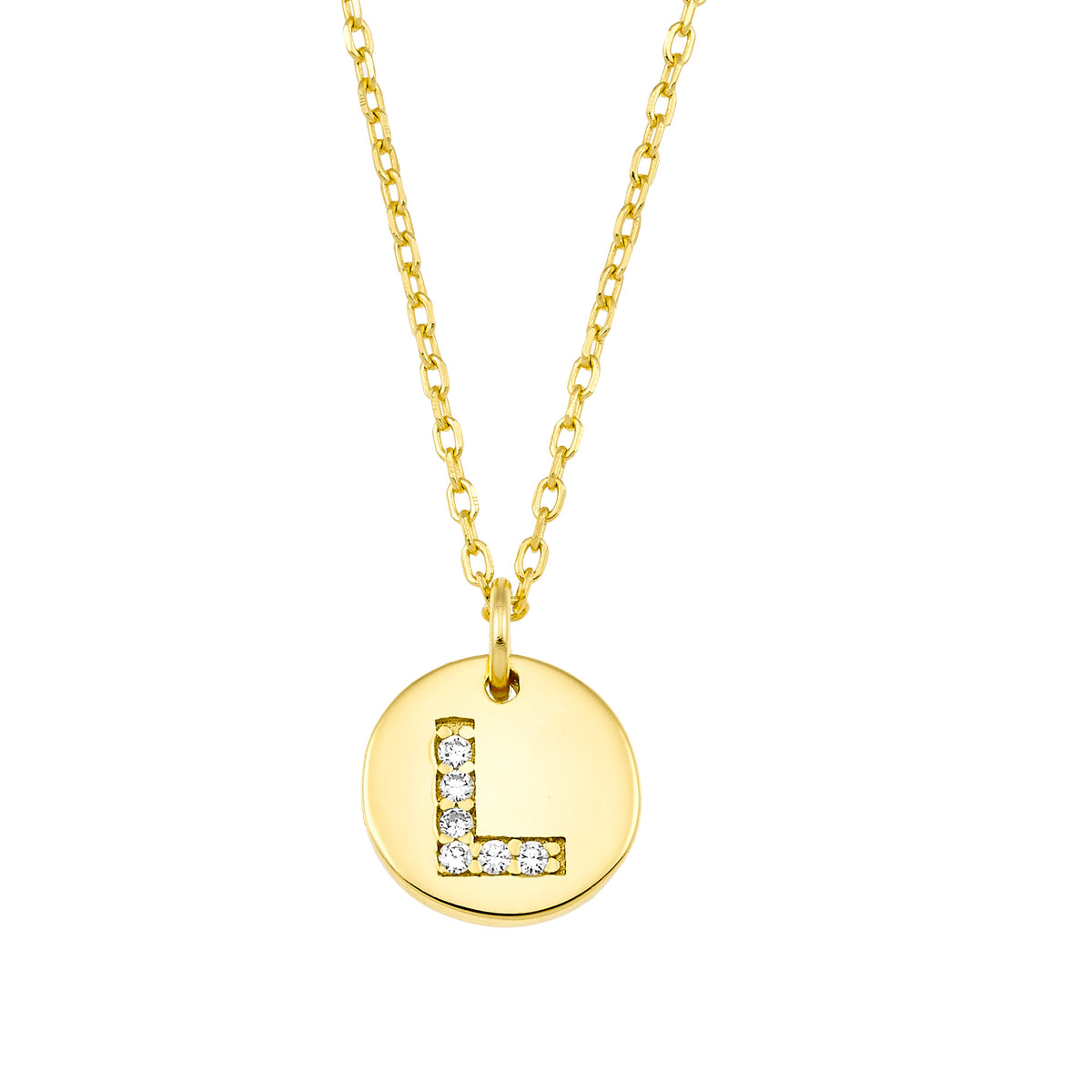 Magna | L Letter Necklace | White CZ | 18K Gold Plated 925 Silver