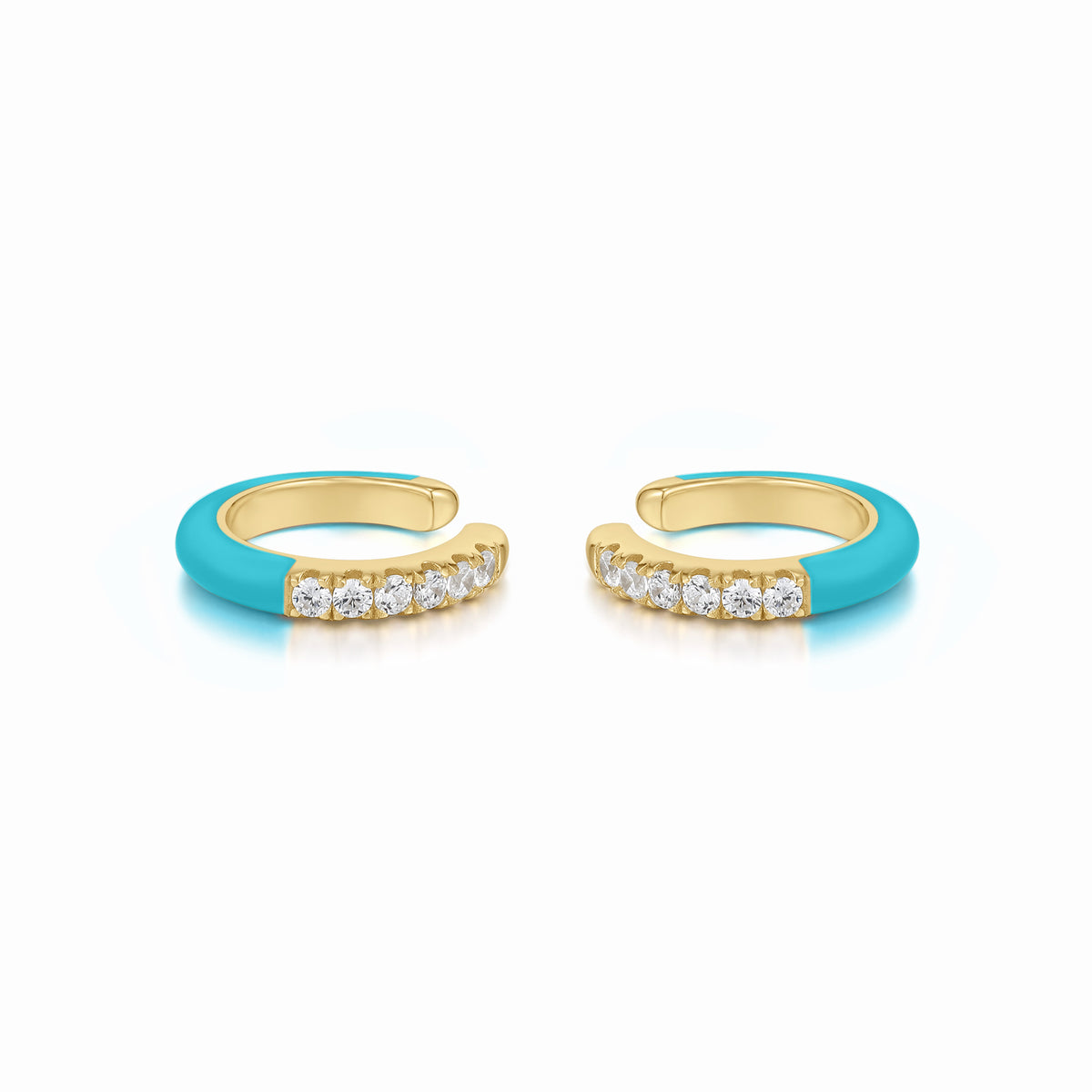 Cardea | Morel Earrings | 925 Silver | Turquoise Enamel &amp; White CZ | 14K Gold Plated