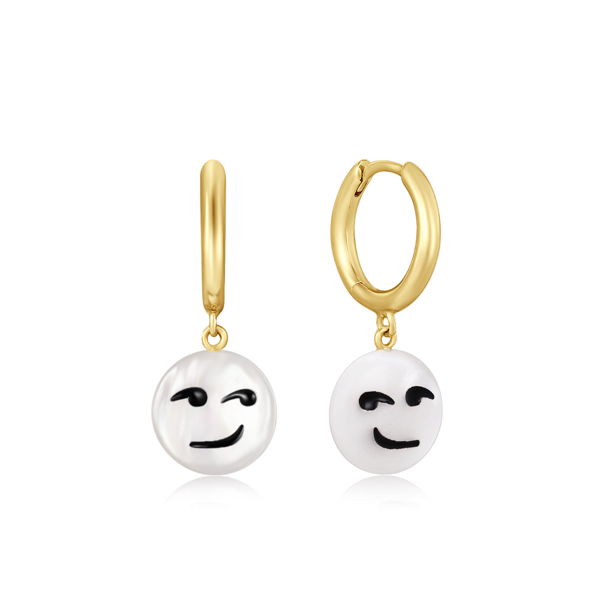 Happy Kids | Smirk Single Earring | White Mother of Pearl | 14K Gold Plated 925 Silver