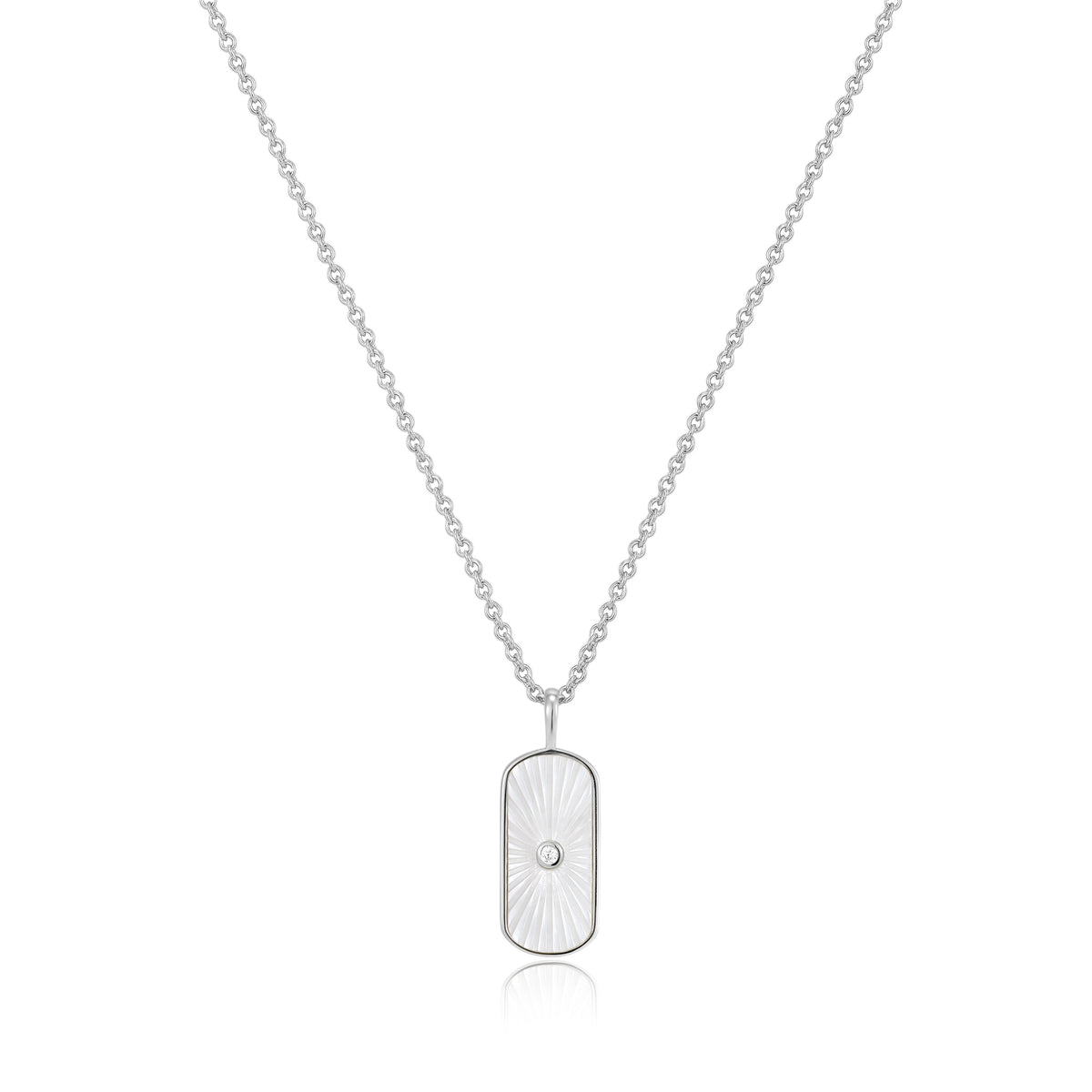 Mellonia | Lebbeck Necklace | Mother of Pearl &amp; White CZ | White Rhodium Plated 925 Silver