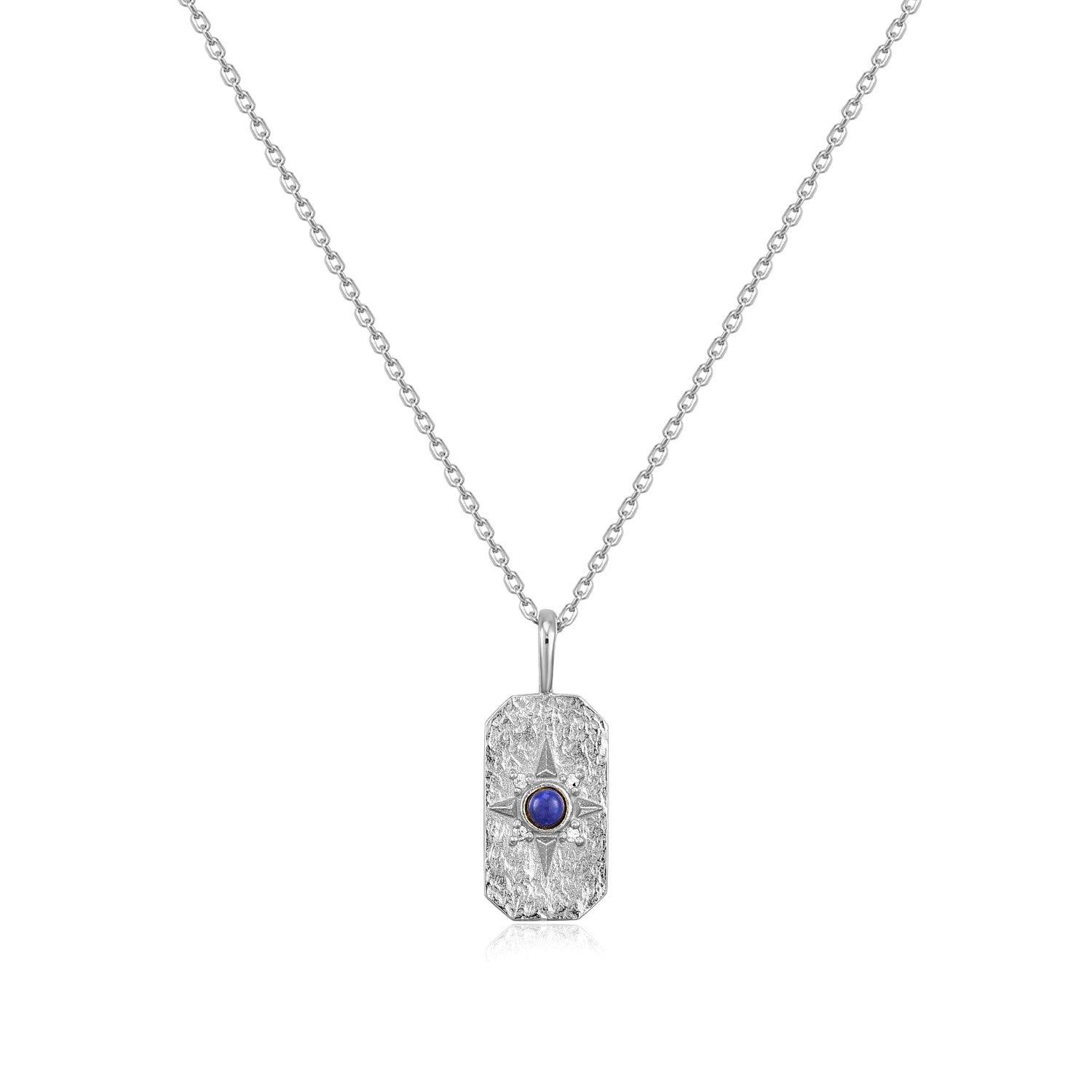 Mellonia | Jatoba Necklace | Lapis Lazuli & White CZ | White Rhodium Plated 925 Silver