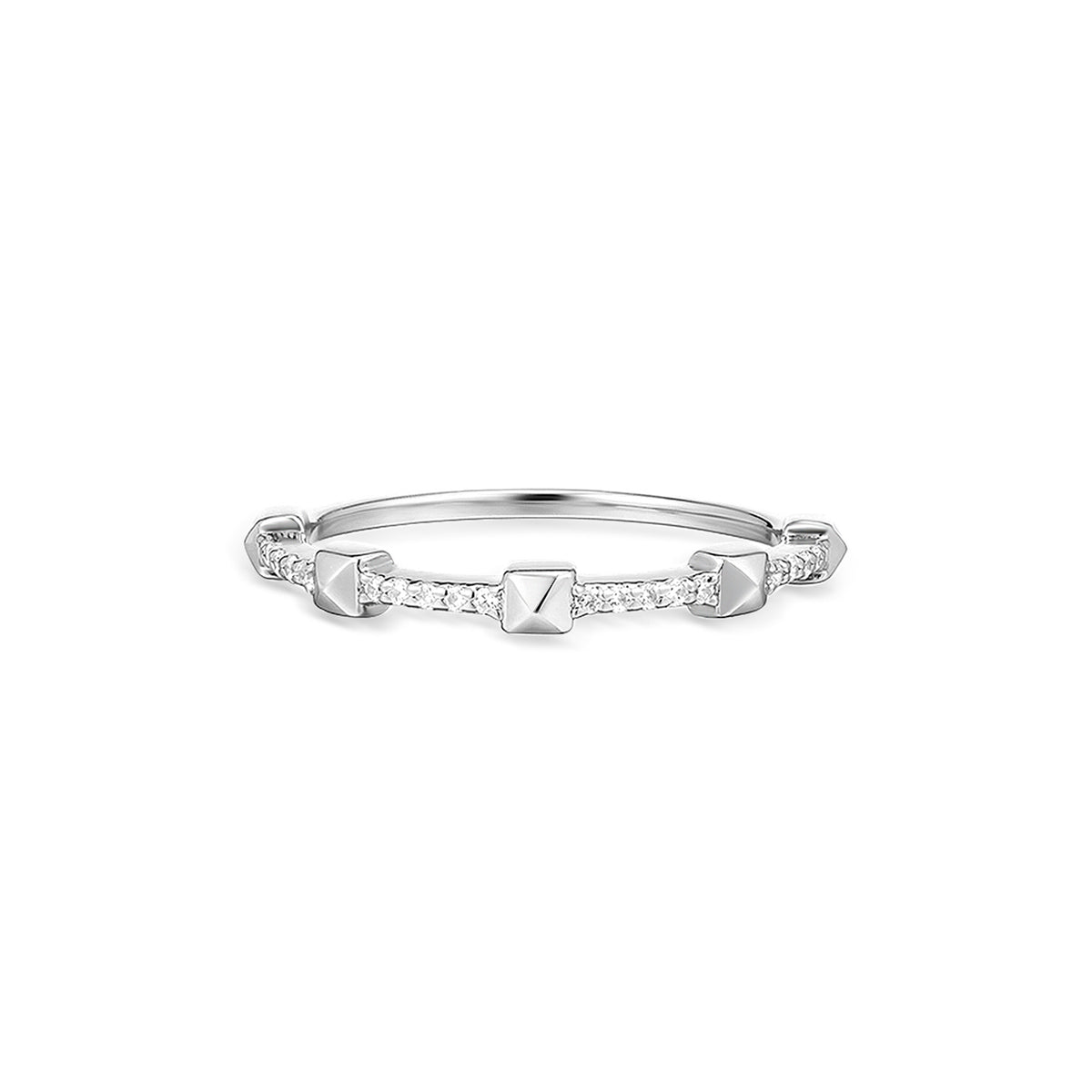 Poena | Kilimanjaro Ring | White CZ | White Rhodium Plated 925 Silver