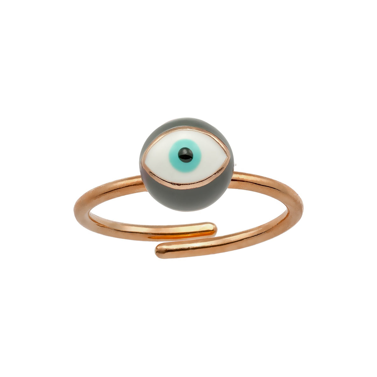 MATI | Sphere Ring | Grey Enamel | Rose Gold Plated 925 Silver