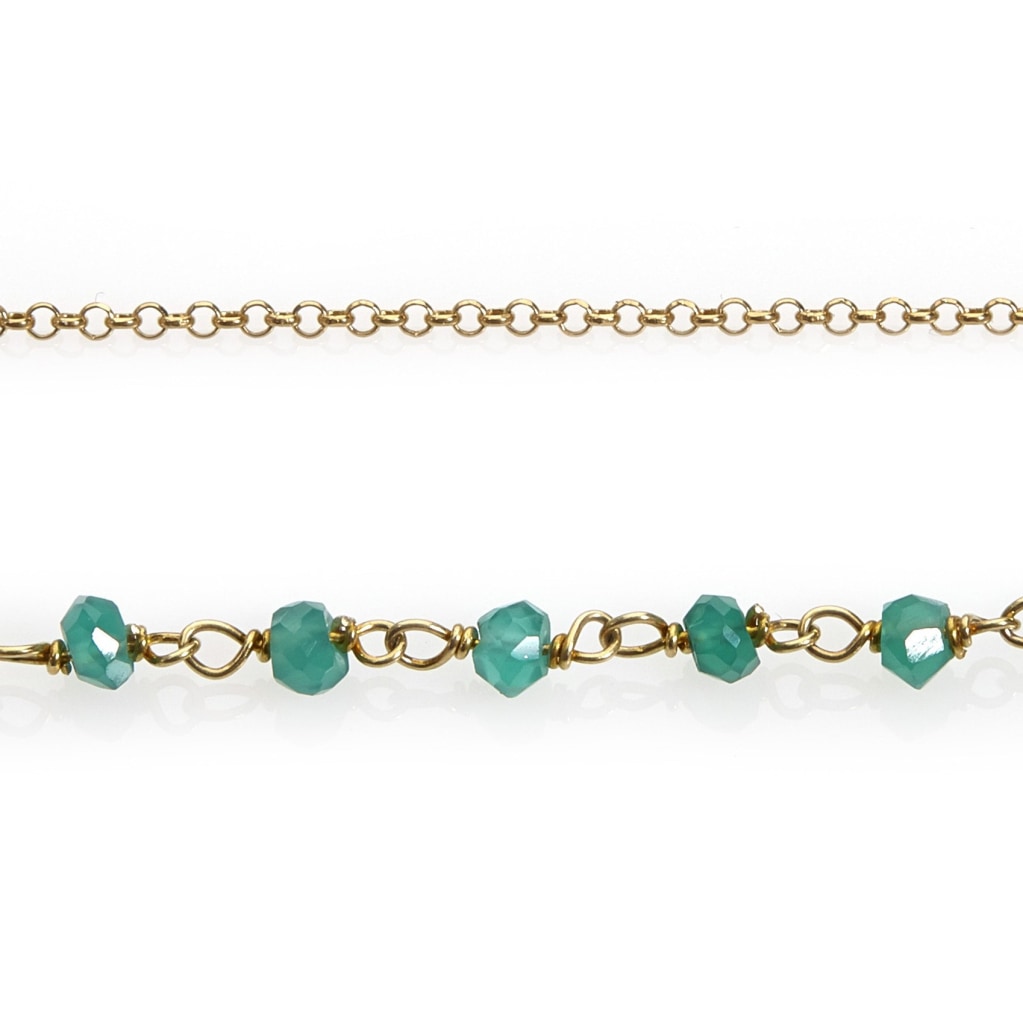 Argentum Draped Necklace - Green Onyx - Gold Plated Silver - Spirito Rosa | Βραβευμένα Κοσμήματα σε Απίστευτες Τιμές