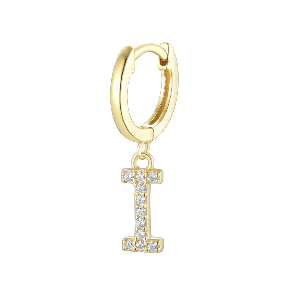Magna | I Letter Single Earring | White CZ | 18K Gold Plated 925 Silver