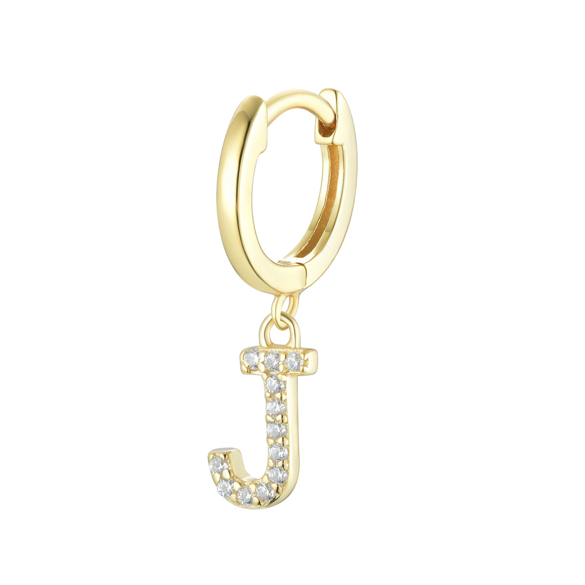 Magna | J Letter Single Earring | White CZ | 18K Gold Plated 925 Silver